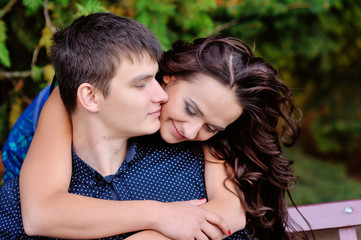 Fototapeta premium Couple with flower at park.
