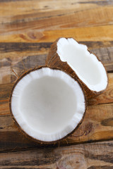 coconut on wooden table