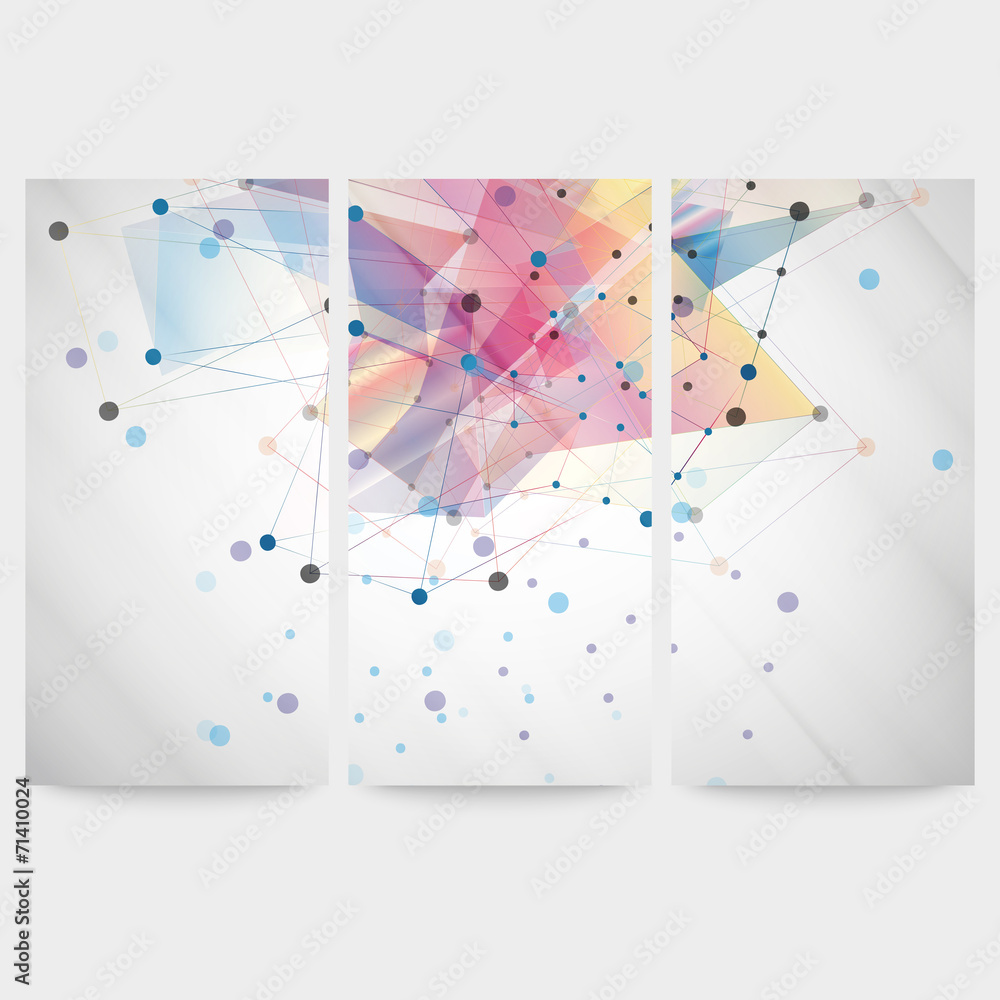 Poster set of abstract colored backgrounds, triangle design vector