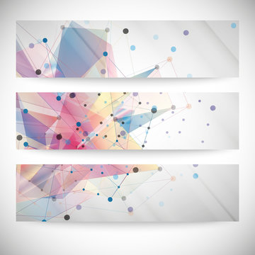 Set of abstract colored backgrounds, triangle design vector