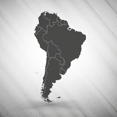 South America map on gray background, grunge texture vector