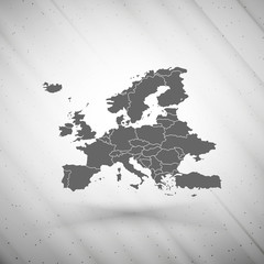 Europe map on gray background, grunge texture vector