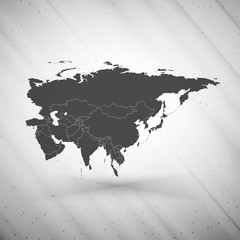 Eurasia map on gray background, grunge texture vector