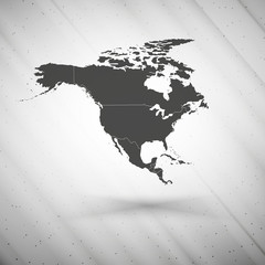 North america map on gray background, grunge texture vector