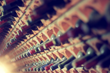Wine cellar bottles covered with dust