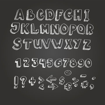 Chalk on blackboard style alphabet
