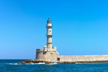 lighthouse in the harbor of Chania, Crete