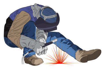 welding worker vector