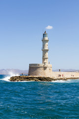 lighthouse in the harbor of Chania, Crete