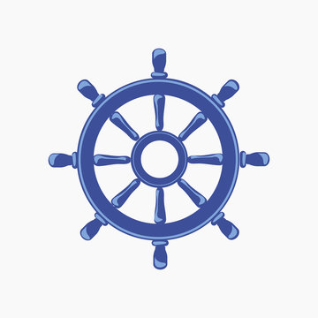Ship Wheel Banner isolated on white background.