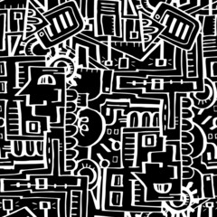 Head idea concept with light bulbs. Hand lettering and doodle