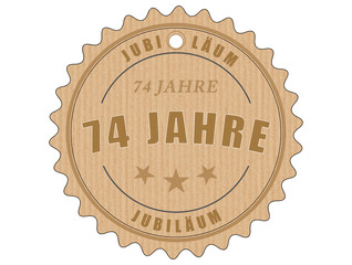 je74 JubiläumsEtikett 74 - vintagedesign - 74 Jahre - g1974