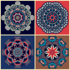 Circle lace ornament, round ornamental geometric doily pattern,