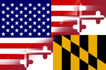 USA and Maryland State Flag
