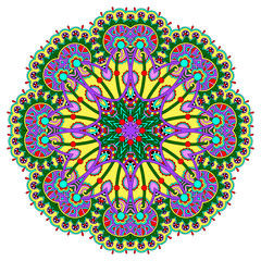 Circle lace ornament, round ornamental geometric doily pattern