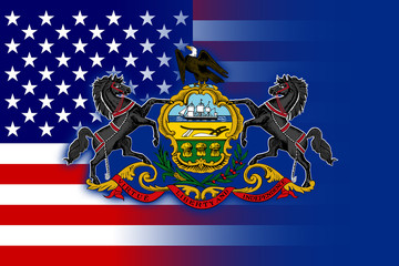 USA and Pennsylvania State Flag