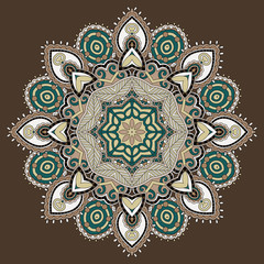 Circle lace ornament, round ornamental geometric doily pattern
