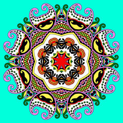 Circle lace ornament, round ornamental geometric doily pattern