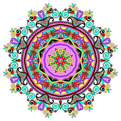 Circle lace ornament, round ornamental geometric doily pattern