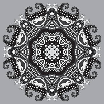 grey circular decorative geometric pattern for yoga fashion desi