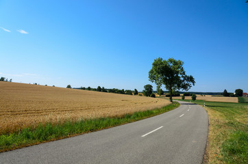 Landstrasse Kurve - obrazy, fototapety, plakaty