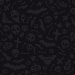 Halloween Symbols Seamless Pattern Dark