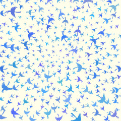 coloured illustration with decorative birds flying to the centre