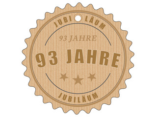 je93 JubiläumsEtikett 93 - vintagedesign - 93 Jahre - g1993