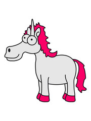 Lustiges verrücktes Comic Cartoon Einhorn