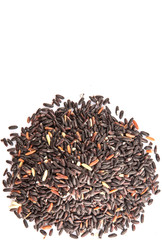 Black glutinous rice over white background