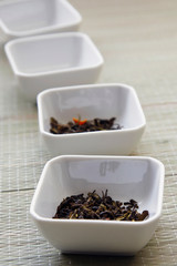 tea in white bowls, closeup