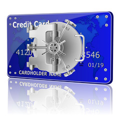 credit card security with bolts and reflection