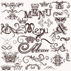 Collection of vector calligraphic elements for design