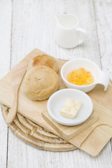 Scone with butter and jam