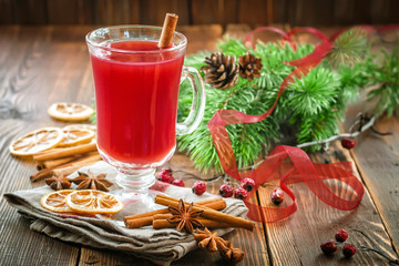 Christmas punch with cinnamon and anise