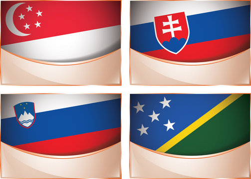 Flags illustration, Singapore, Slovakia, Slovenia, Solomon I.