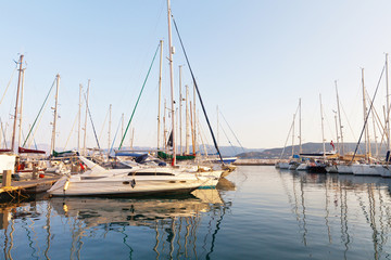Fototapeta na wymiar Yachts in Marina. Agios Nikolaos, Crete, Greece
