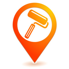 rouleau de peinture sur symbole localisation orange