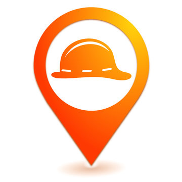 port du casque obligatoire sur symbole localisation orange