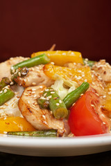 Warm salad with chicken