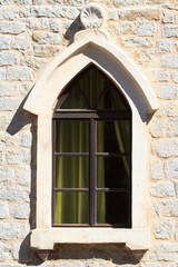 window in a church in the old town of Budva. Montenegro