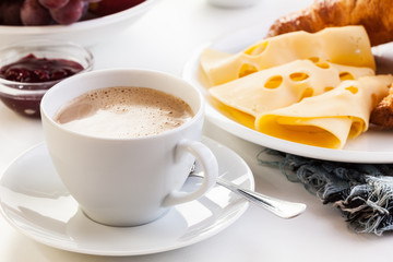 Hot coffee in the morning breakfast