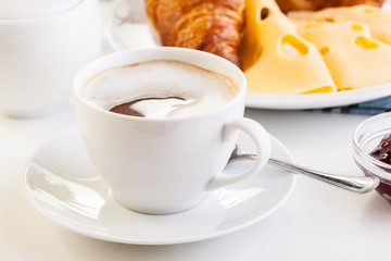 Hot coffee in the morning breakfast