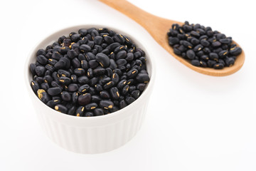 Black beans isolated on white background