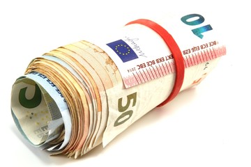 Euro  eingerollt und gebunden - isoliert