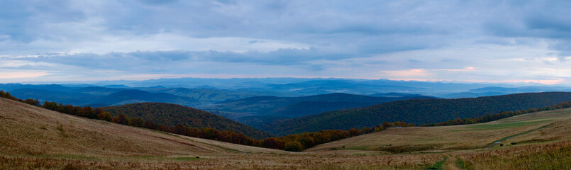 Sunrise in autumn mountains