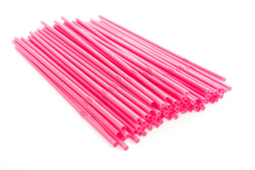 Plastic straw isolated on white background