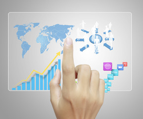 businessman with financial symbols