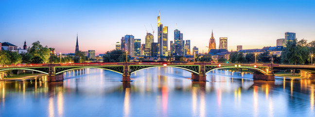 Frankfurt Panorama bei Nacht - obrazy, fototapety, plakaty