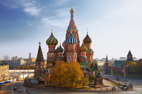 View of the Saint Basil cathedral  in Moscow, Russia